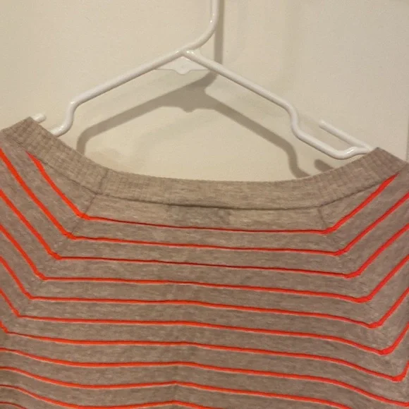 Madewell Striped Beige & Bright Orange Striped light sweatshirt. Very Cute! - Picture 7 of 13